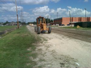 Construction truck on road