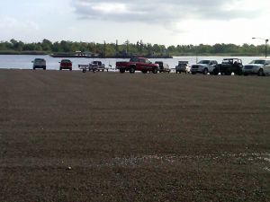 Trucks gather at construction site