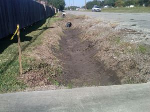 Trench next to a road